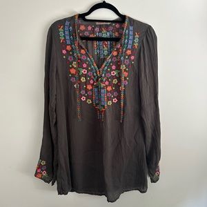Johnny Was Gray Embroidered Tunic